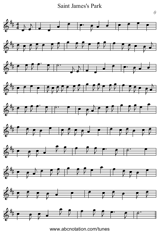 Saint James's Park - staff notation