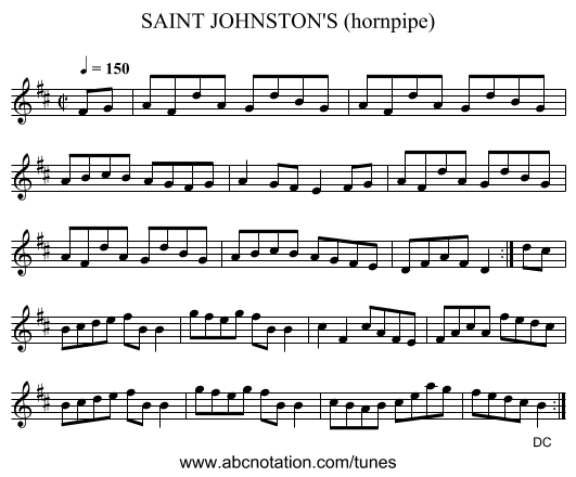 SAINT JOHNSTON'S (hornpipe) - staff notation