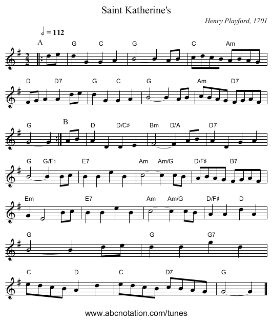 Saint Katherine's - staff notation