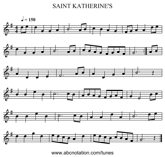 SAINT KATHERINE'S - staff notation