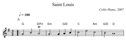 Saint Louis - staff notation