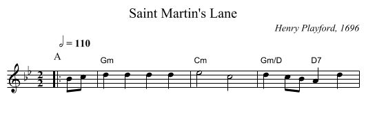 Saint Martin's Lane - staff notation