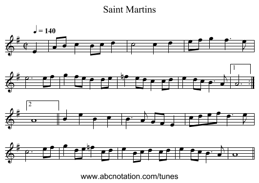 Saint Martins - staff notation