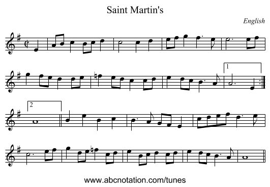 Saint Martin's - staff notation