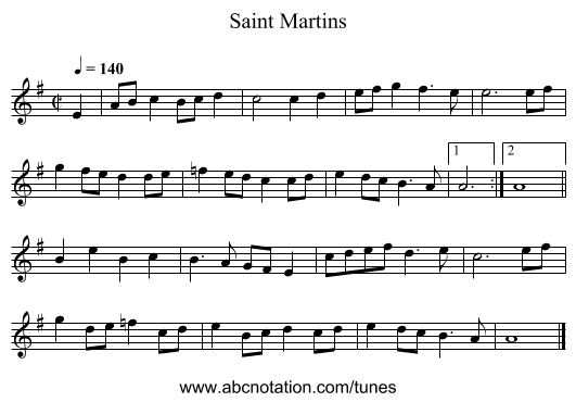Saint Martins - staff notation