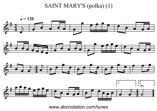 SAINT MARY'S (polka) (1) - staff notation