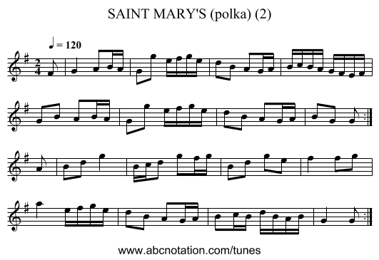 SAINT MARY'S (polka) (2) - staff notation