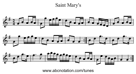 Saint Mary's - staff notation