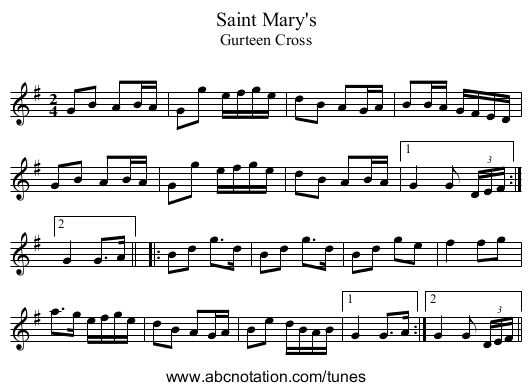Saint Mary's - staff notation