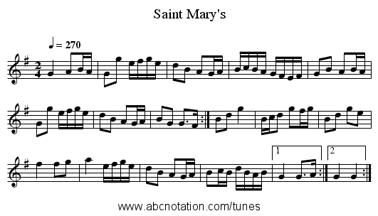 Saint Mary's - staff notation