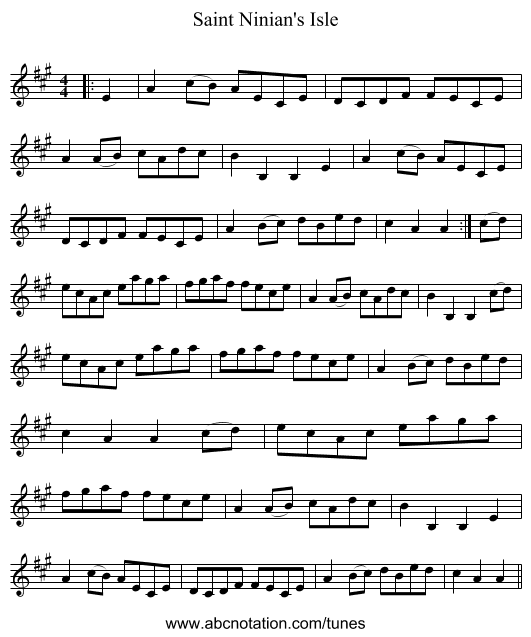 Saint Ninian's Isle - staff notation