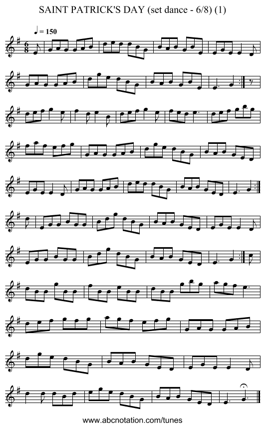 SAINT PATRICK'S DAY (set dance - 6/8) (1) - staff notation