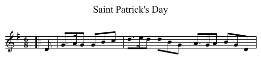 Saint Patrick's Day - staff notation