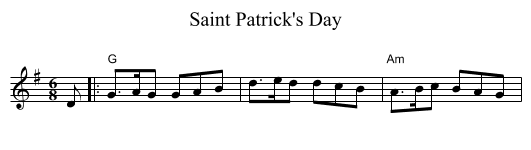 Saint Patrick's Day - staff notation