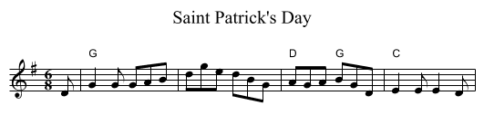 Saint Patrick's Day - staff notation