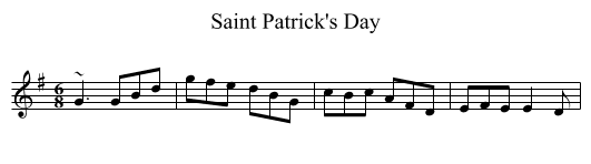 Saint Patrick's Day - staff notation