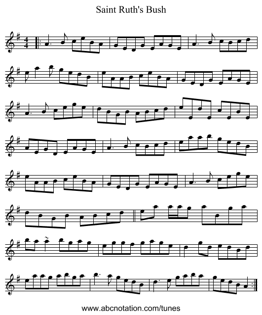 Saint Ruth's Bush - staff notation