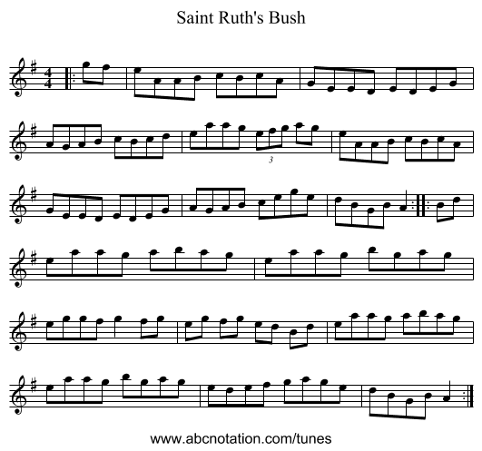 Saint Ruth's Bush - staff notation