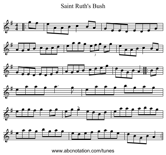 Saint Ruth's Bush - staff notation