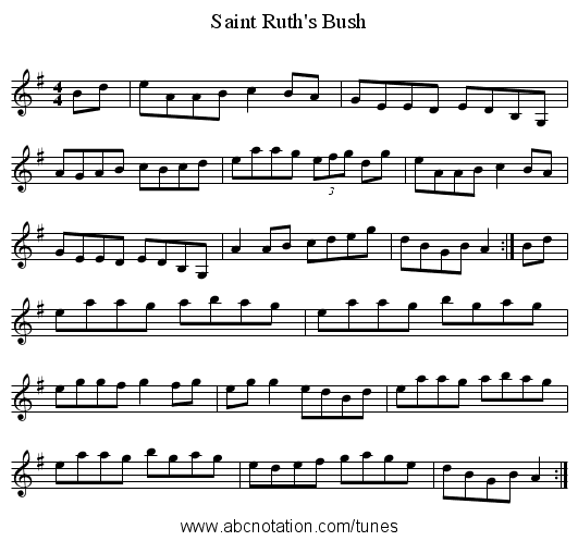 Saint Ruth's Bush - staff notation