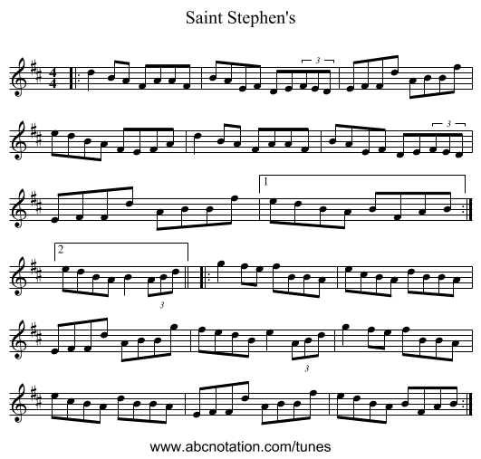 Saint Stephen's - staff notation