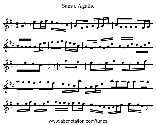 Sainte Agathe - staff notation