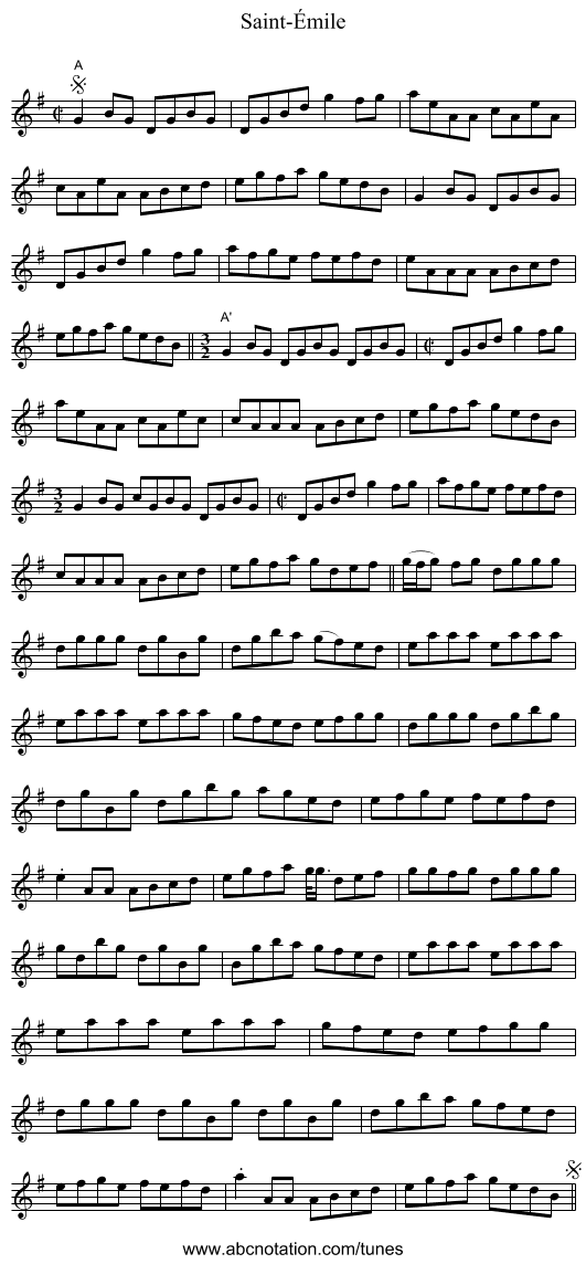 Saint-Émile - staff notation