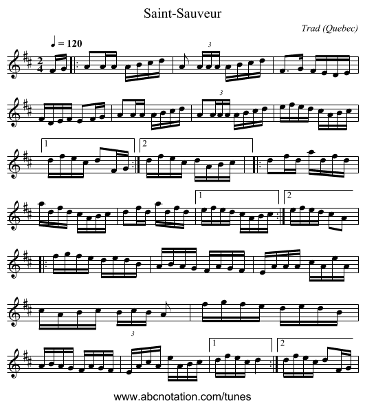 Saint-Sauveur - staff notation