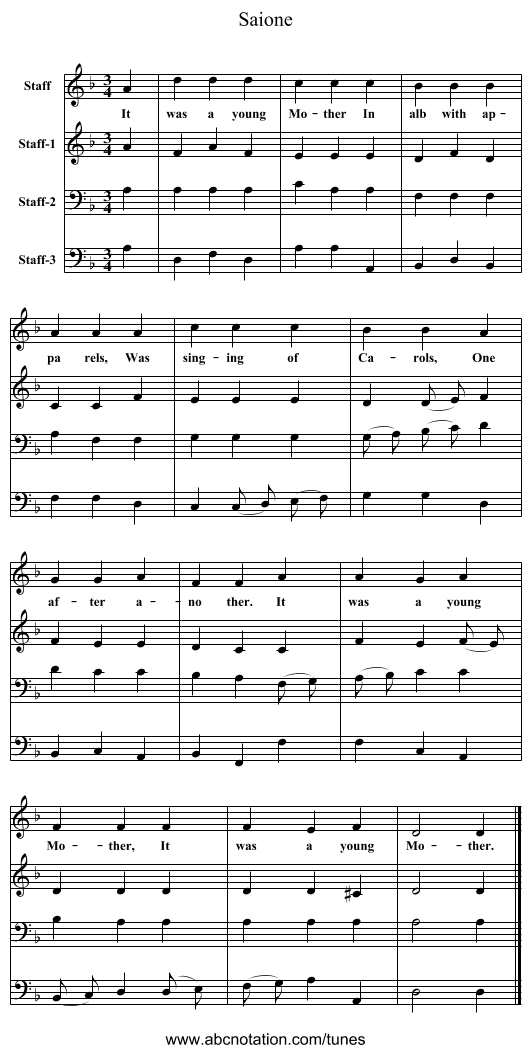 Saione - staff notation