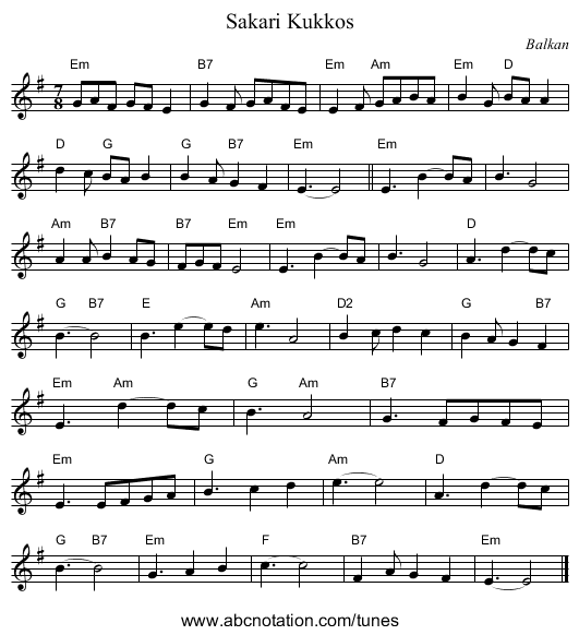 Sakari Kukkos - staff notation