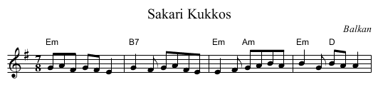 Sakari Kukkos - staff notation