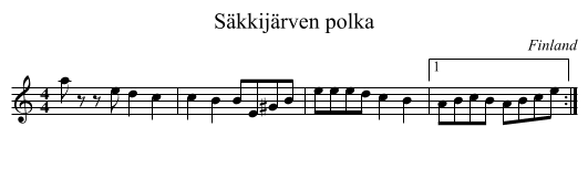 Säkkijärven polka - staff notation