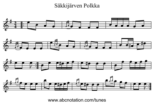 Säkkijärven Polkka - staff notation
