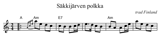 S&auml;kkij&auml;rven polkka - staff notation