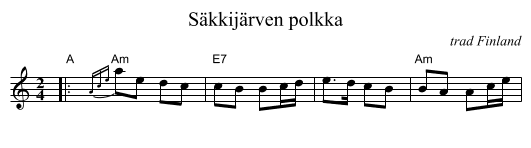S&auml;kkij&auml;rven polkka - staff notation
