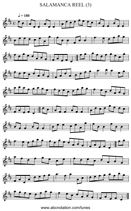 SALAMANCA REEL (3) - staff notation