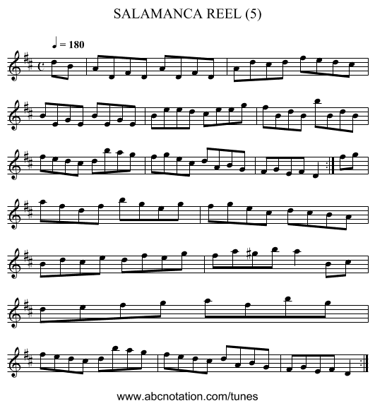 SALAMANCA REEL (5) - staff notation