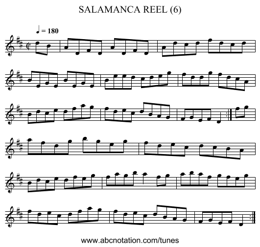 SALAMANCA REEL (6) - staff notation