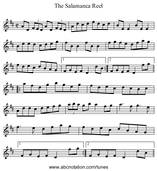 Salamanca Reel, The - staff notation