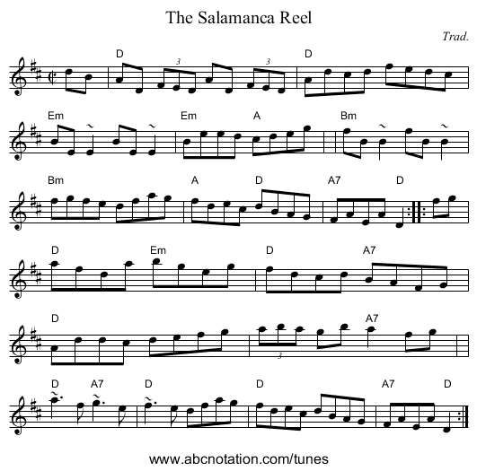 Salamanca Reel, The - staff notation