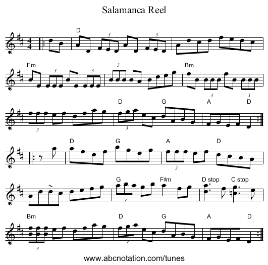 Salamanca Reel - staff notation