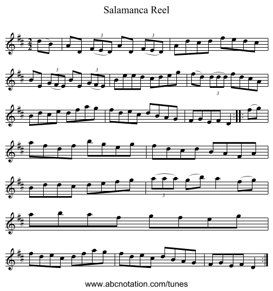 Salamanca Reel - staff notation
