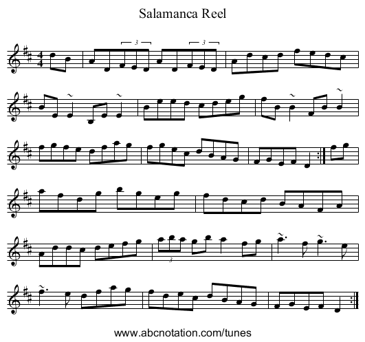 Salamanca Reel - staff notation