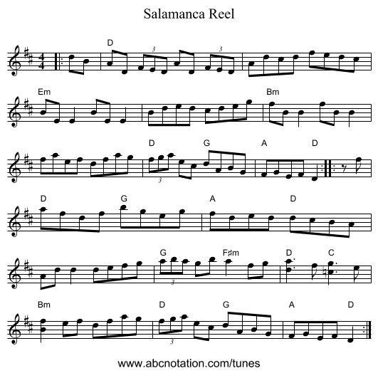 Salamanca Reel - staff notation