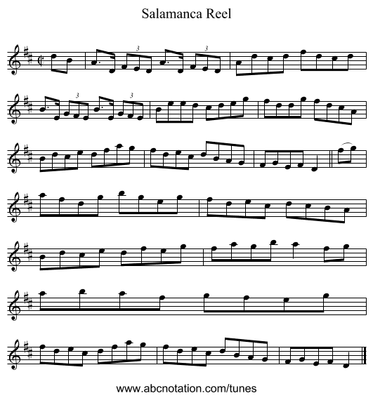Salamanca Reel - staff notation