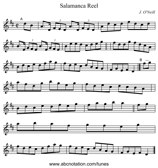 Salamanca Reel - staff notation