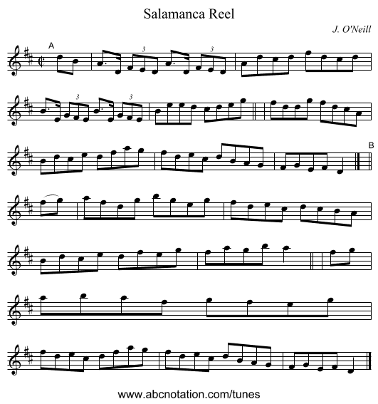 Salamanca Reel - staff notation