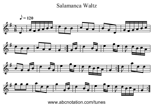 Salamanca Waltz - staff notation