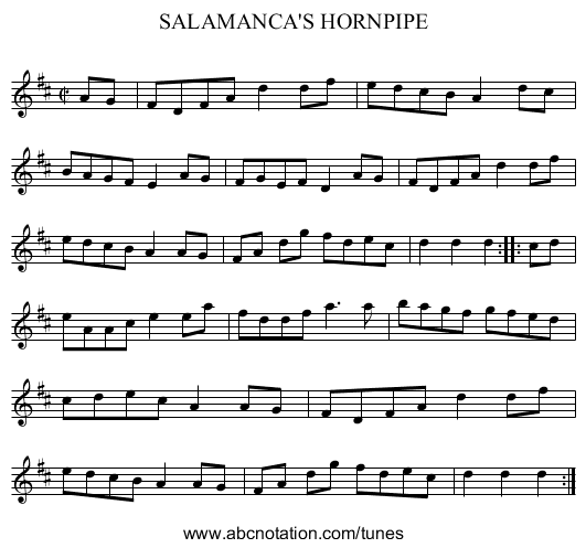 SALAMANCA'S HORNPIPE - staff notation