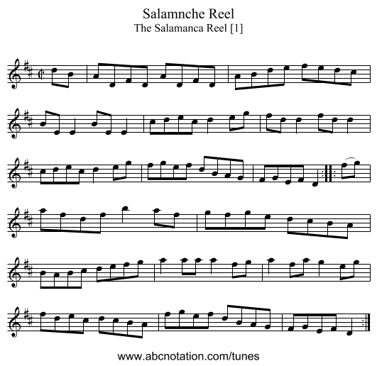Salamnche Reel - staff notation